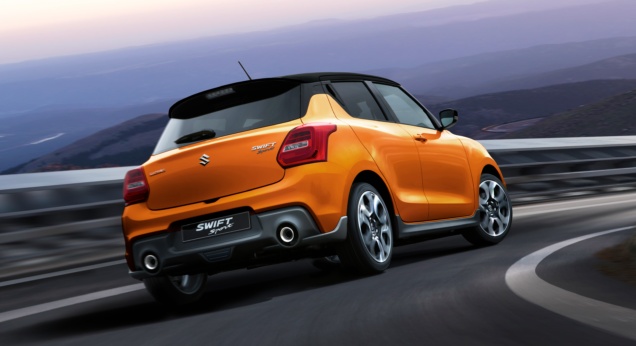 Orange Suzuki Swift Sport easily handles corners