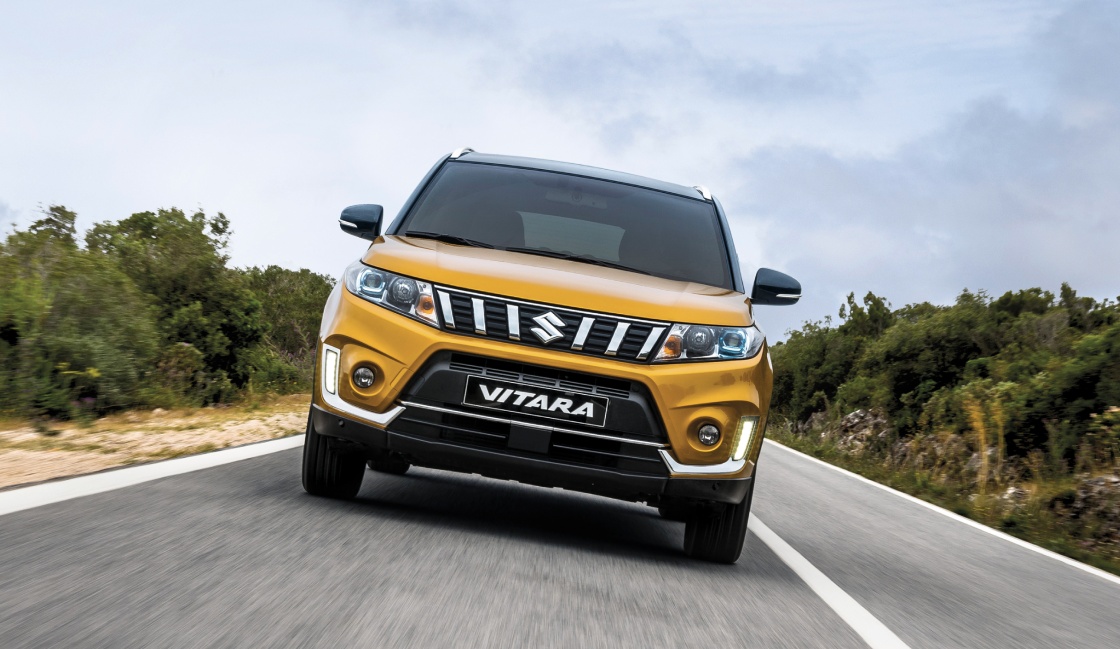 Suzuki Vitara front view on country road. Make a bold stance